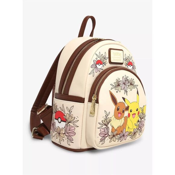 Loungefly Pokémon Pikachu & Eevee Floral Mini Backpack - Picture 3 of 4